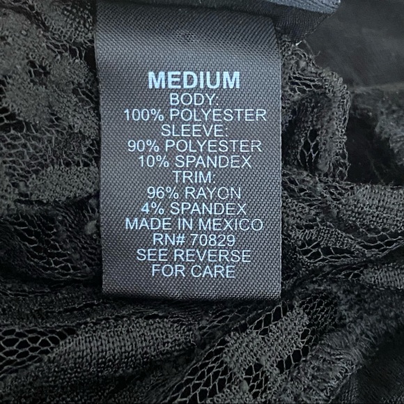 4/$25. RUE21 plaid chiffon semi sheer front lace sleeve solid back top. Medium. - Picture 8 of 9